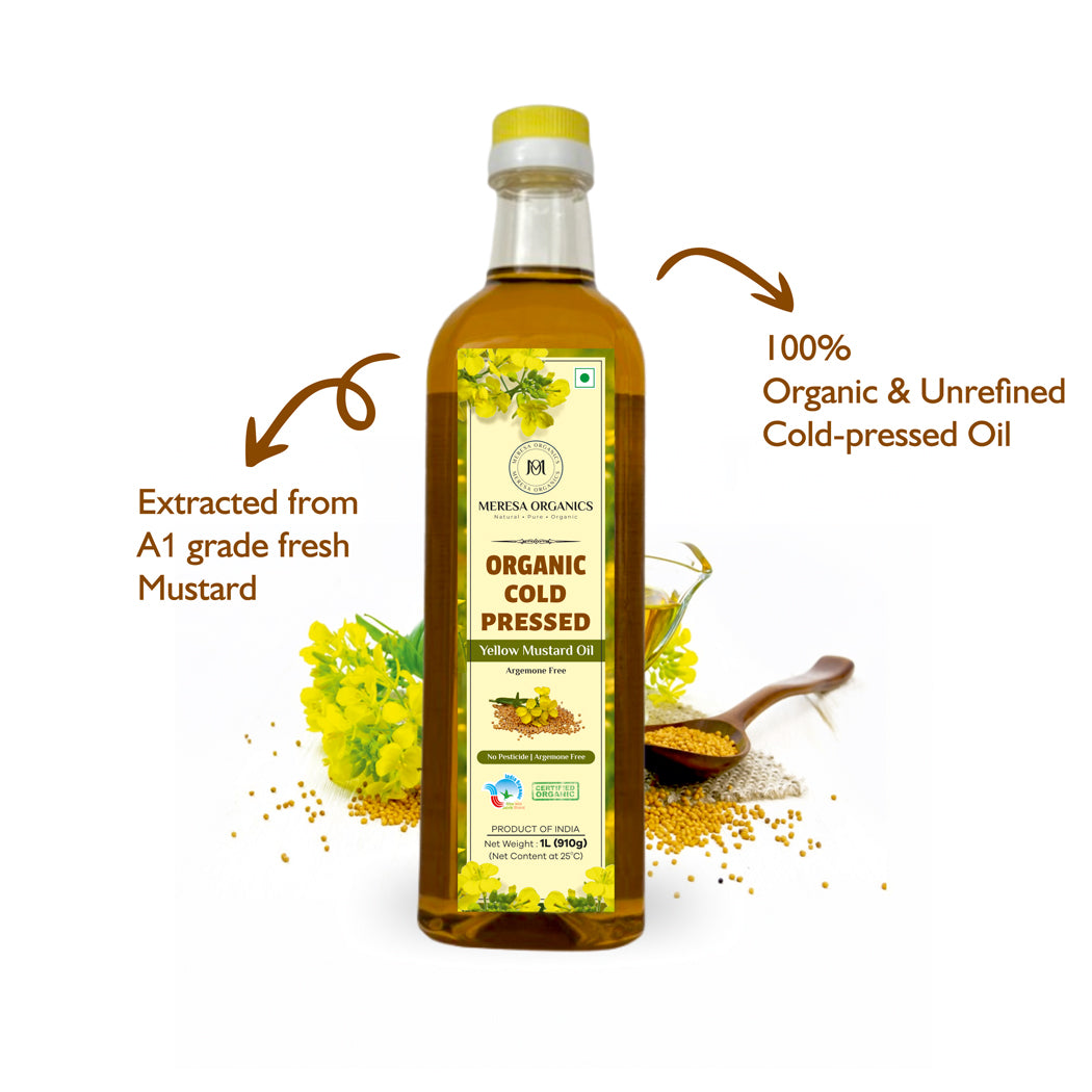 Organic Yellow Mustard Oil 1 Ltr - Cold Pressed